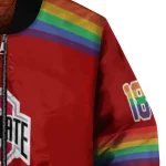 custom ohio state buckeyes rainbow jersey number scarlet bomber jacket best selling