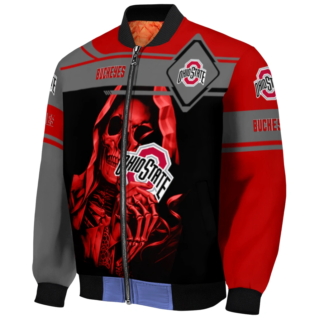 custom ohio state buckeyes reaper hands scarlet black bomber jacket fashion forward custom ohio state buckeyes reaper hands scarlet black bomber jacket fashion forward