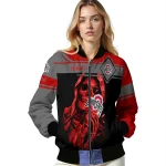 custom ohio state buckeyes reaper hands scarlet black bomber jacket best selling