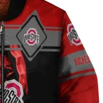custom ohio state buckeyes reaper hands scarlet black bomber jacket best selling