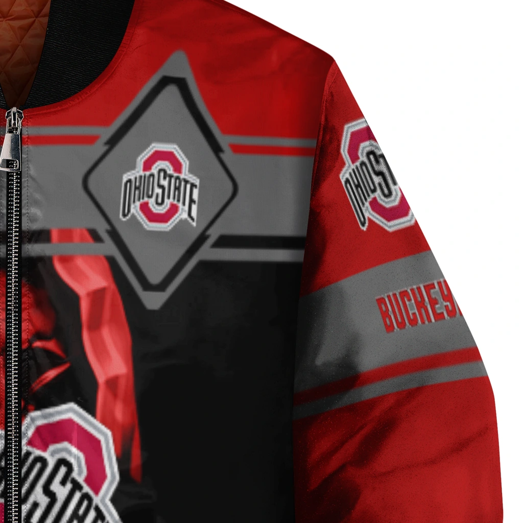 custom ohio state buckeyes reaper hands scarlet black bomber jacket premium grade custom ohio state buckeyes reaper hands scarlet black bomber jacket premium grade