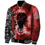 custom ohio state buckeyes skull cluster scarlet varsity jacket best selling