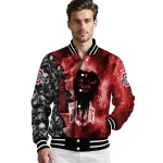 custom ohio state buckeyes skull cluster scarlet varsity jacket best selling