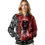 custom ohio state buckeyes skull cluster scarlet varsity jacket best selling