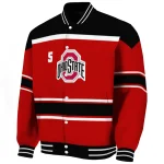 custom ohio state buckeyes stripe statement scarlet black varsity jacket best selling