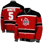 custom ohio state buckeyes stripe statement scarlet black varsity jacket best selling