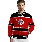 custom ohio state buckeyes stripe statement scarlet black varsity jacket best selling