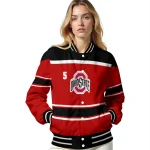 custom ohio state buckeyes stripe statement scarlet black varsity jacket best selling