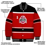 custom ohio state buckeyes stripe statement scarlet black varsity jacket best selling