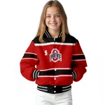 custom ohio state buckeyes stripe statement scarlet black varsity jacket best selling