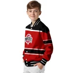 custom ohio state buckeyes stripe statement scarlet black varsity jacket best selling
