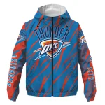 custom oklahoma city thunder abstract streaks blue windbreaker jacket best selling