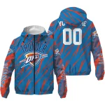 custom oklahoma city thunder abstract streaks blue windbreaker jacket best selling