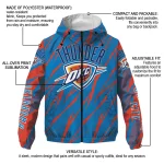 custom oklahoma city thunder abstract streaks blue windbreaker jacket best selling