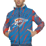 custom oklahoma city thunder abstract streaks blue windbreaker jacket best selling