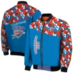 custom oklahoma city thunder camouflage style blue bomber jacket best selling
