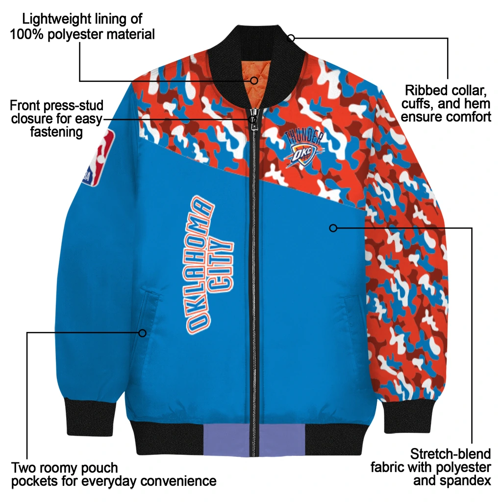 custom oklahoma city thunder camouflage style blue bomber jacket new arrival custom oklahoma city thunder camouflage style blue bomber jacket new arrival