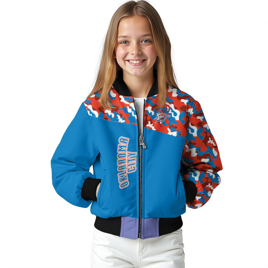 custom oklahoma city thunder camouflage style blue bomber jacket top rated custom oklahoma city thunder camouflage style blue bomber jacket top rated