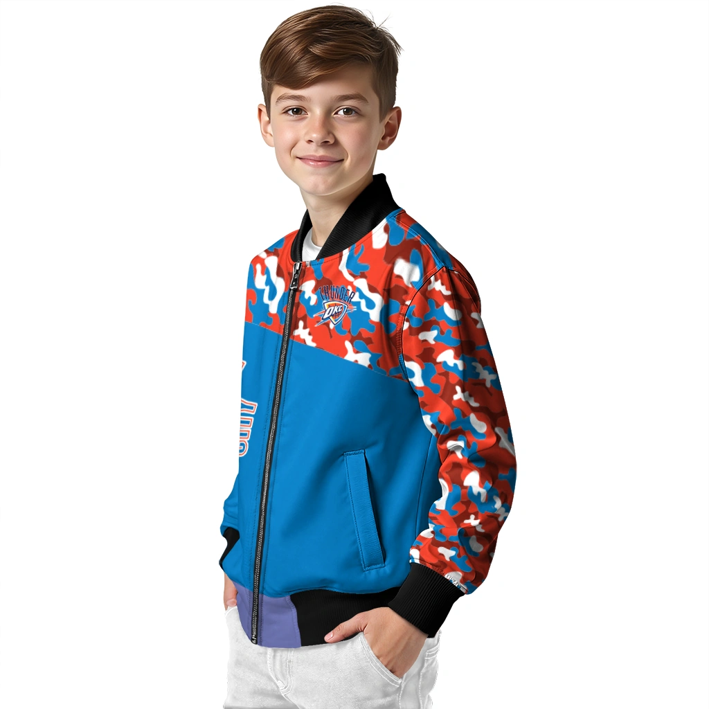 custom oklahoma city thunder camouflage style blue bomber jacket trendy custom oklahoma city thunder camouflage style blue bomber jacket trendy