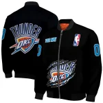 custom oklahoma city thunder claw edge black bomber jacket best selling