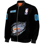 custom oklahoma city thunder claw edge black bomber jacket best selling