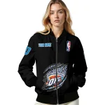 custom oklahoma city thunder claw edge black bomber jacket best selling
