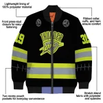 custom oklahoma city thunder heartbeat accent black green bomber jacket best selling
