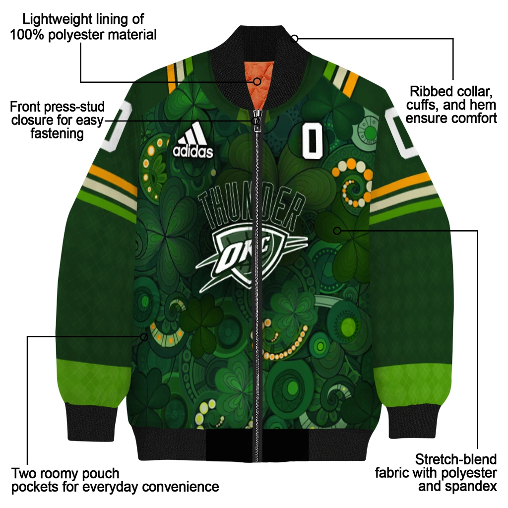 custom oklahoma city thunder shamrock vortex green bomber jacket new arrival custom oklahoma city thunder shamrock vortex green bomber jacket new arrival