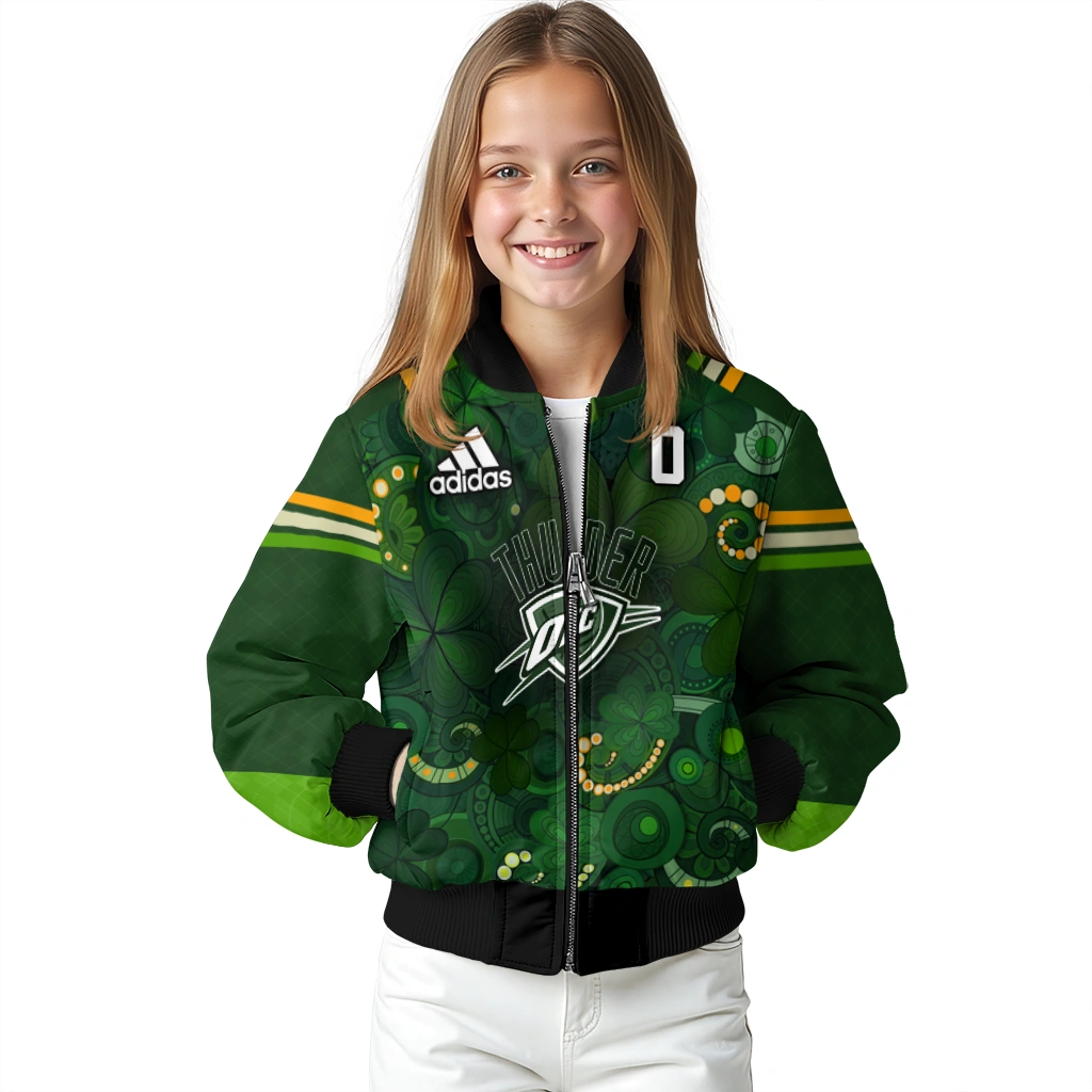 custom oklahoma city thunder shamrock vortex green bomber jacket top rated custom oklahoma city thunder shamrock vortex green bomber jacket top rated