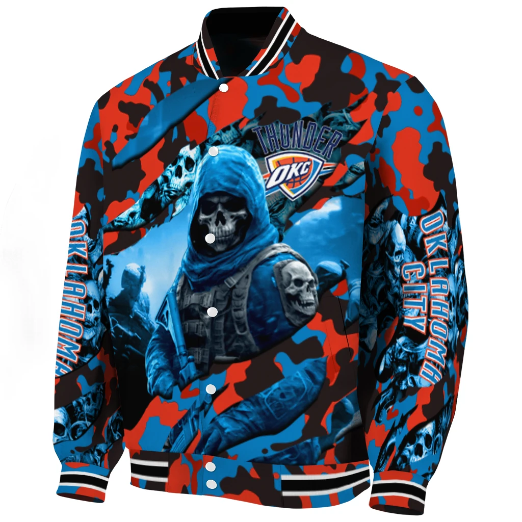 custom oklahoma city thunder skull horde blue varsity jacket best selling custom oklahoma city thunder skull horde blue varsity jacket best selling