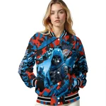 custom oklahoma city thunder skull horde blue varsity jacket best selling