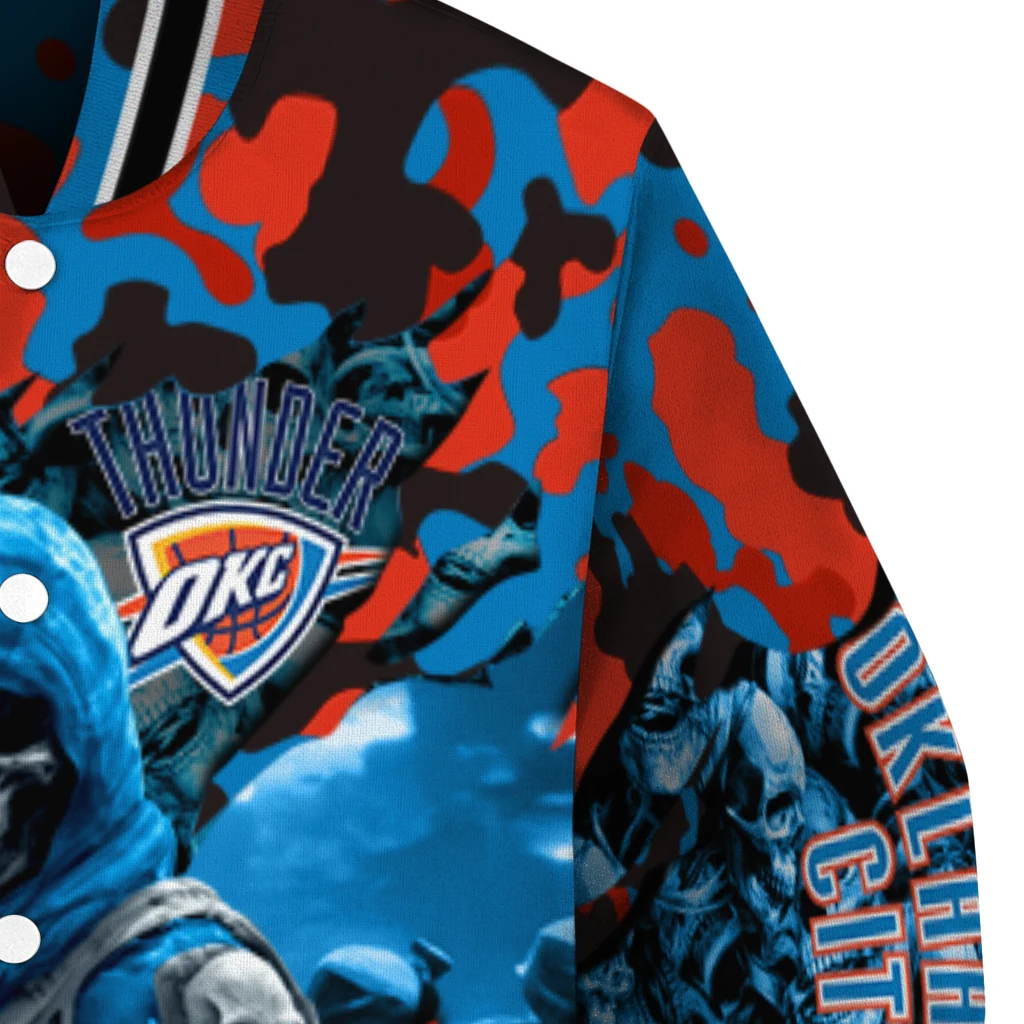 custom oklahoma city thunder skull horde blue varsity jacket premium grade custom oklahoma city thunder skull horde blue varsity jacket premium grade
