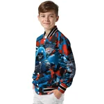 custom oklahoma city thunder skull horde blue varsity jacket best selling