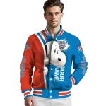 custom oklahoma city thunder snoopy head blue varsity jacket best selling