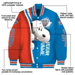 custom oklahoma city thunder snoopy head blue varsity jacket best selling