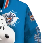 custom oklahoma city thunder snoopy head blue varsity jacket best selling