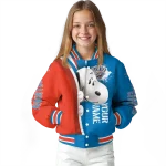 custom oklahoma city thunder snoopy head blue varsity jacket best selling