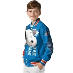 custom oklahoma city thunder snoopy head blue varsity jacket best selling