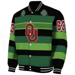 custom oklahoma sooners clover green lines green black varsity jacket best selling