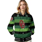 custom oklahoma sooners clover green lines green black varsity jacket best selling