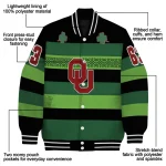 custom oklahoma sooners clover green lines green black varsity jacket best selling