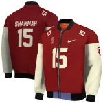 custom oklahoma sooners team patch crimson bomber jacket best selling