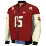 custom oklahoma sooners team patch crimson bomber jacket best selling