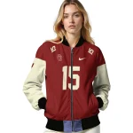custom oklahoma sooners team patch crimson bomber jacket best selling