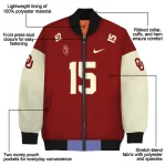 custom oklahoma sooners team patch crimson bomber jacket best selling