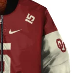 custom oklahoma sooners team patch crimson bomber jacket best selling