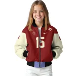 custom oklahoma sooners team patch crimson bomber jacket best selling