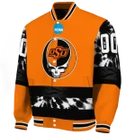 custom oklahoma state cowboys circle skull orange black varsity jacket best selling