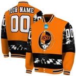 custom oklahoma state cowboys circle skull orange black varsity jacket best selling