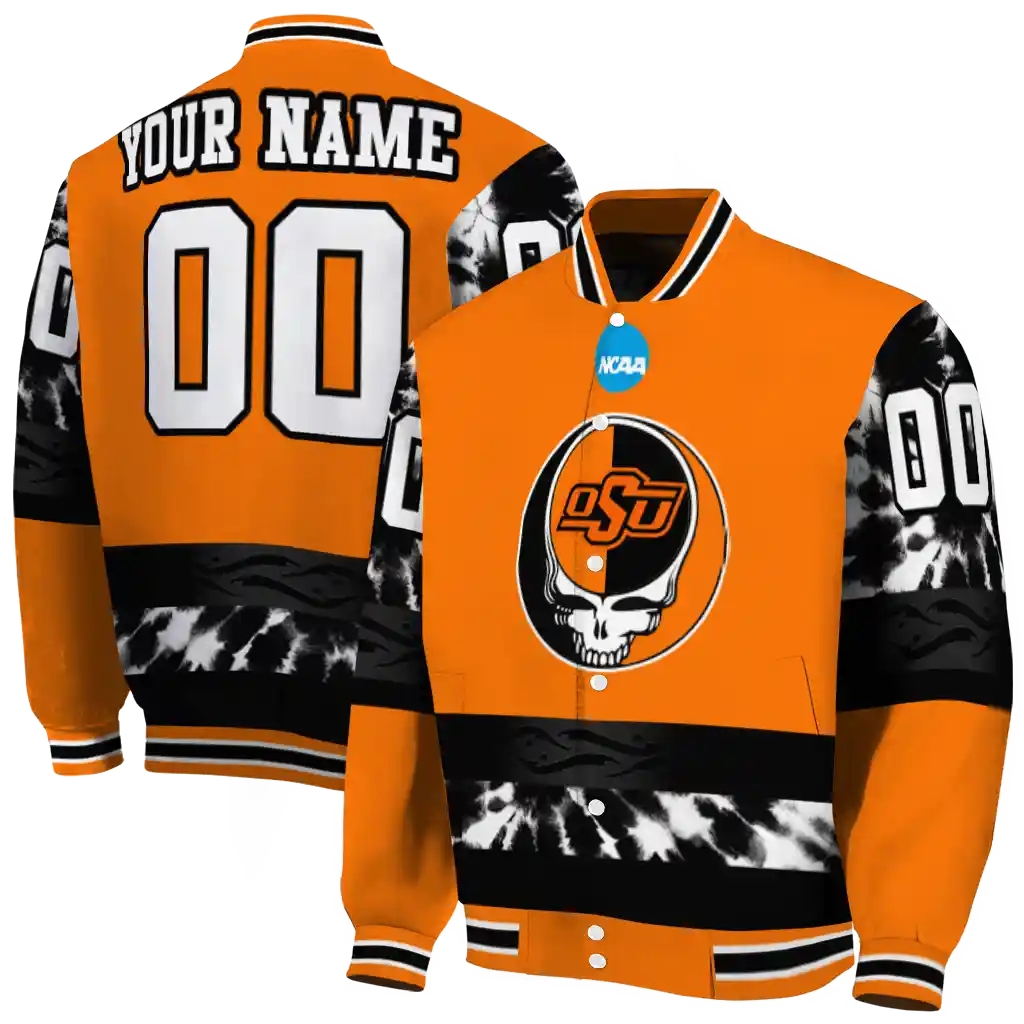 custom oklahoma state cowboys circle skull orange black varsity jacket fashion forward custom oklahoma state cowboys circle skull orange black varsity jacket fashion forward